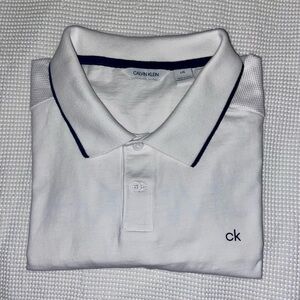 2/49$ Men’s Calvin Klein 100%‎ cotton white Polo with black detailing size large